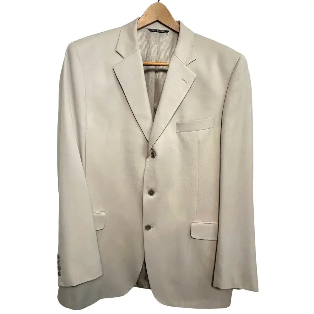 Jack Victor Lord & Taylor Super 120s Wool Blazer 44L Tan Sport Coat Old Money
